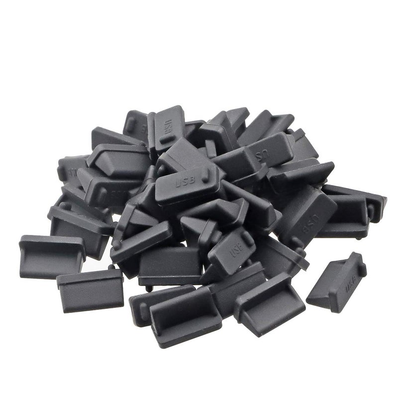 TOPPROS Pack of 20 Silicone USB Port Cover Anti Dust Protector for Female End0.5 x 0.3 x 0.24 inch Black - Image 1